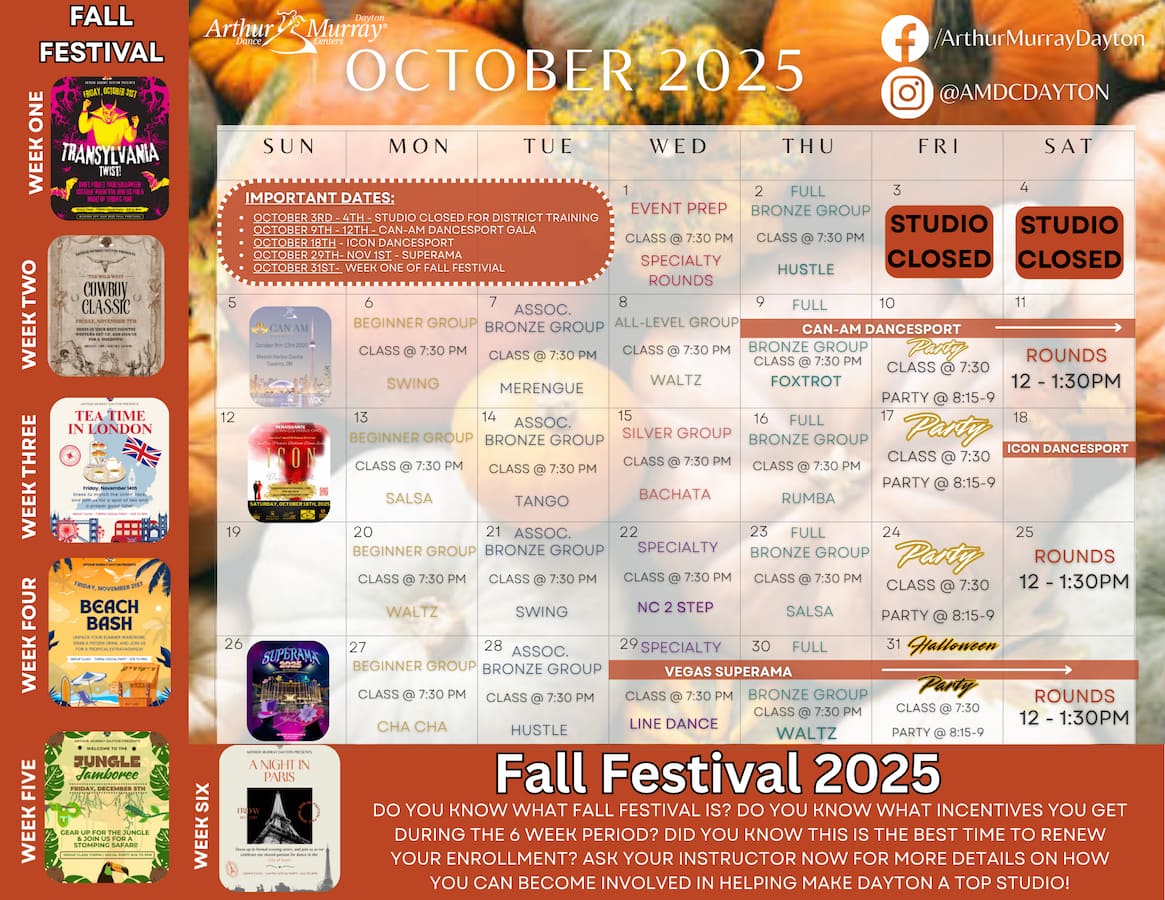 Arthur Murray Dayton Group Class Calendar